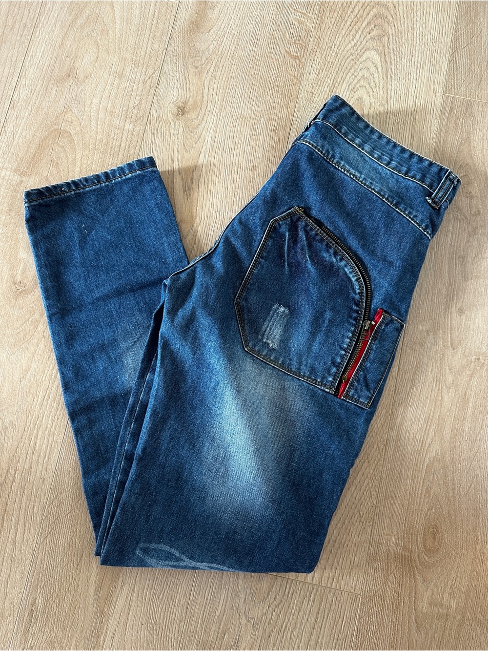 Men's Indigo Blue Straight Fitted Denim Jeans sz W32 L31